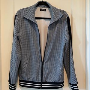 Navy blue and white print jacket by Zara man